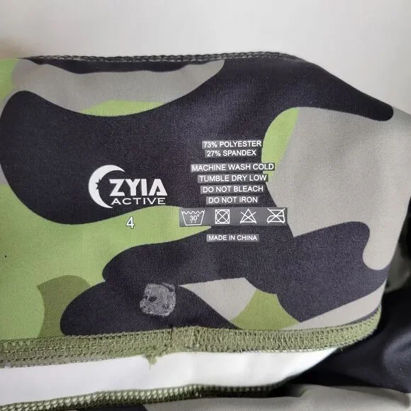 Zyia Active Green Gray Black Camo Light N Tight 7/8 Activewear Leggings Size 4 - Picture 6 of 6